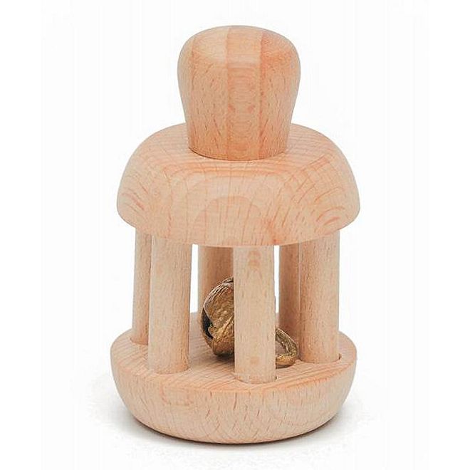 Ariro Wooden Bell Rattle for Babies, Eco-Friendly Lightweight Beech Wood, Develops Auditory & Motor Skills, 0m+ - Image 1