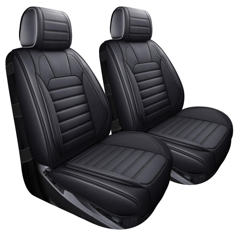 YIERTAI Truck Seat Covers for Chevy Chevrolet Silverado GMC Sierra Custom Fit 20072025 150025003500 Trail Boss Z71 Crew Double Extended Cab Waterproof Leather2 PCS Front onlyBlack