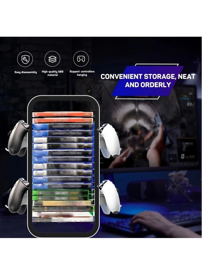 ShebSheb Universal Game Disc Storage Stand, with Controller Holder for up to 4 Gamepads, for Up to 18 Games, Gaming Accessories for PS5, PS4, Xbox X/S/One, Switch 1 + 2, Switch OLED, BluRay - Image 3