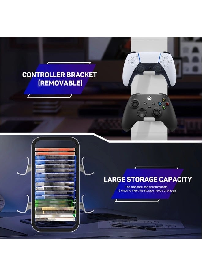 ShebSheb Universal Game Disc Storage Stand, with Controller Holder for up to 4 Gamepads, for Up to 18 Games, Gaming Accessories for PS5, PS4, Xbox X/S/One, Switch 1 + 2, Switch OLED, BluRay - Image 4
