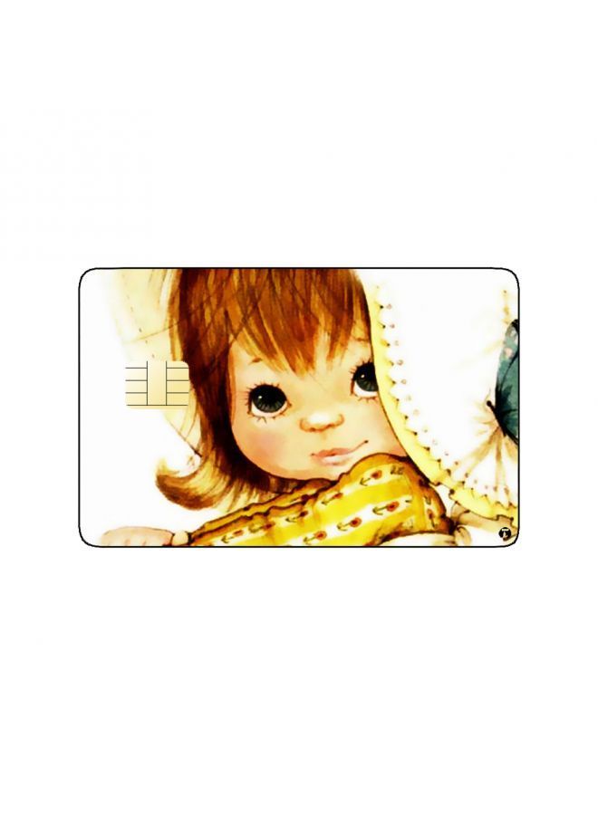RKN PRINTED BANK CARD STICKER Cute Girl Drawing With Umbrella - Image 1