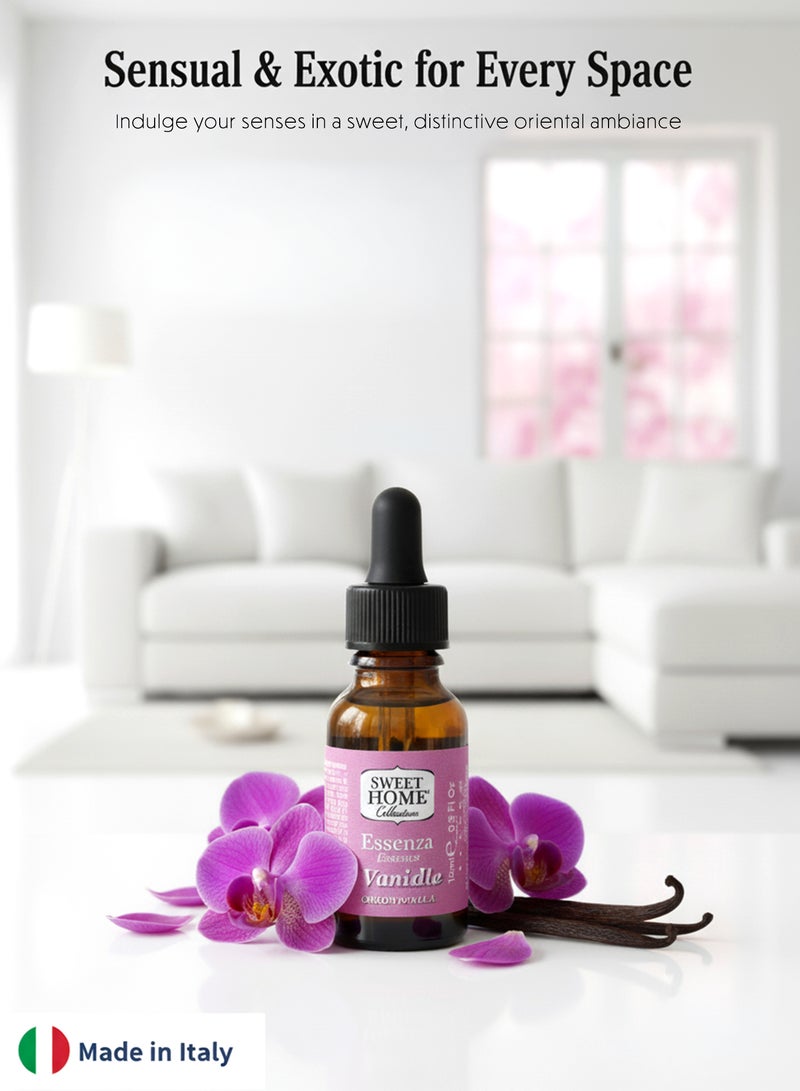 سويت هوم إسنسز - زيت عطري برائحة الفانيليا والأوركيد، ١٥ مل | رائحة فاخرة تدوم طويلًا للمنزل والمكتب | فانيليا دافئة وحلوة مع رائحة أوركيد أنيقة، مناسب للفواحات والشموع والاسترخاء - Image 2
