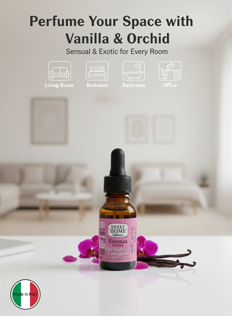 سويت هوم إسنسز - زيت عطري برائحة الفانيليا والأوركيد، ١٥ مل | رائحة فاخرة تدوم طويلًا للمنزل والمكتب | فانيليا دافئة وحلوة مع رائحة أوركيد أنيقة، مناسب للفواحات والشموع والاسترخاء - Image 3