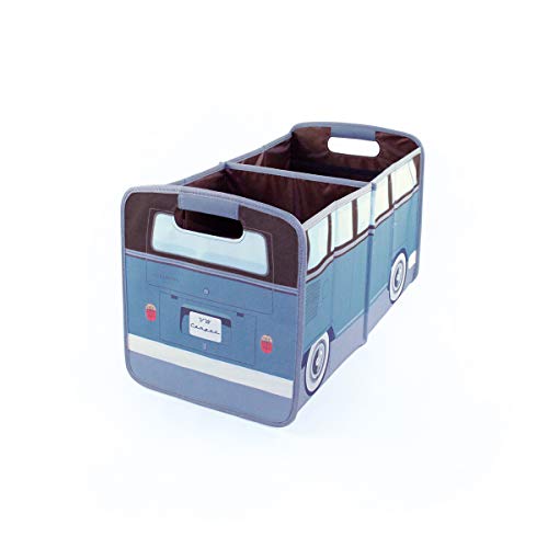 BRISA VW Collection - Volkswagen Foldable Storage Trunk Box Bag for Grocery Shopping in VW T1 Bus Campervan Shape (Classic Bus/Petrol & Brown) - Image 2