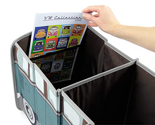 BRISA VW Collection - Volkswagen Foldable Storage Trunk Box Bag for Grocery Shopping in VW T1 Bus Campervan Shape (Classic Bus/Petrol & Brown) - Image 5