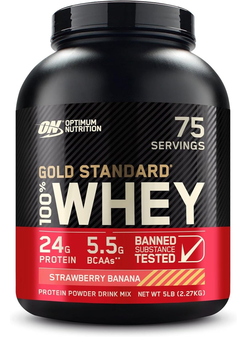 ON 100% Gold Std Whey 5lb Strawberry Banana - Image 1