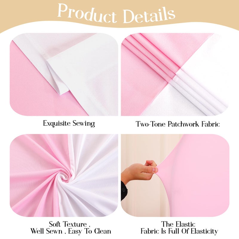 HB HBB MAGIC Pink White Arch Backdrop Cover Set of 2 Arch Covers 7.2 and 6ft Wedding Arch Cover Stretchy Backdrop Bridal Baby Shower Birthday Party Arches Stand Covers Spandex - Image 3