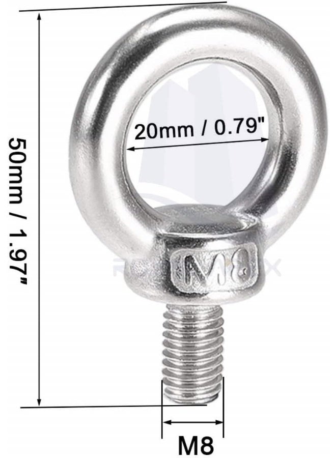 Royal Apex 2Pcs Gi Lifting Ring Eye Bolts Male Thread Screw For Lifting Equipment Binding Rope Etc 8Mm  - Image 2