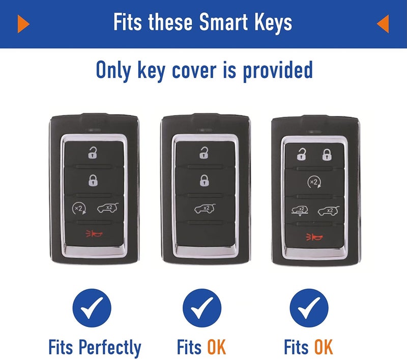 7Cylinder For Jeep Grand Cherokee Summit Reserve Altitude Limited Overland Hallmo Leather Key Fob Cover Case Shell with Keychain for L 2021 2022 2023 for Keyless Entry Remote - Black - Image 3