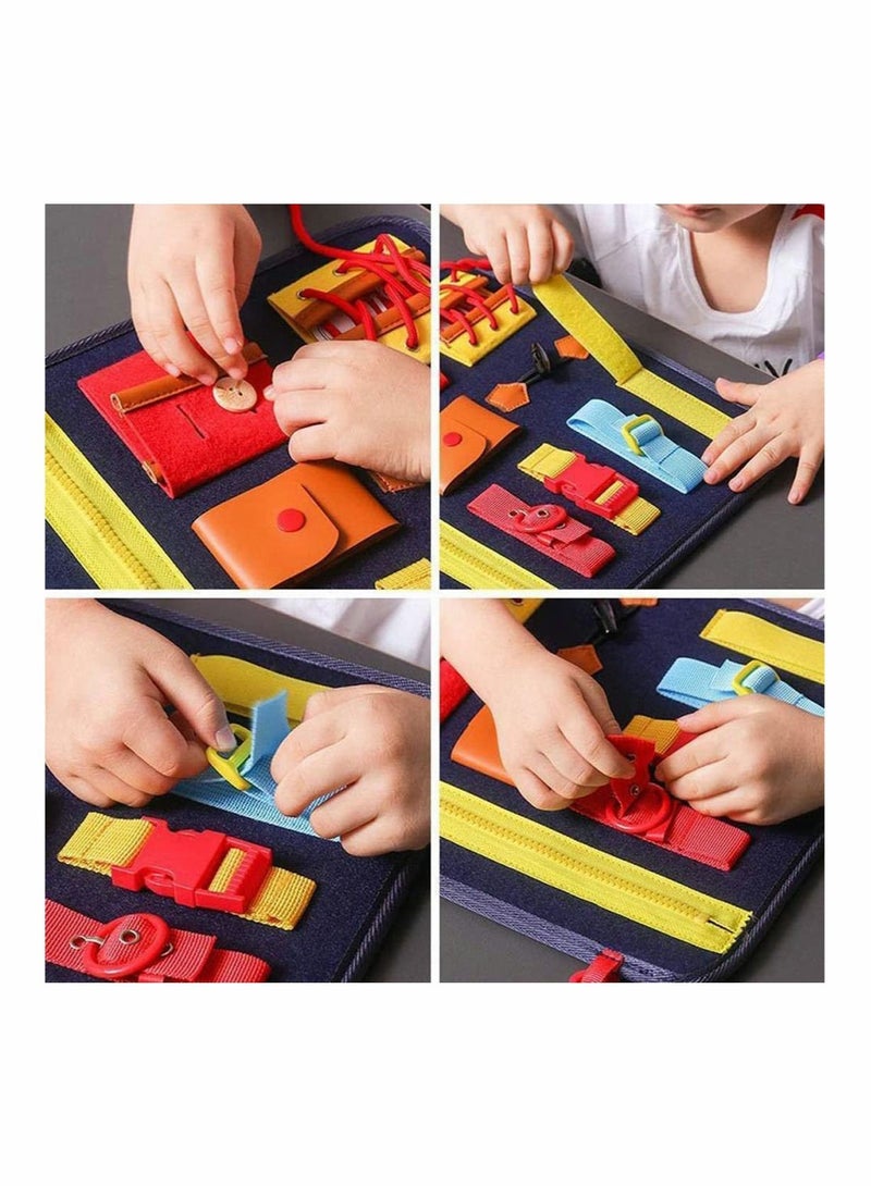 Excefore Toddler Busy Board, Montessori Toy Gifts for Fine Motor Skills & Learn to Dress, Sensory Toy for Aeroplane or Car Travel - Image 4