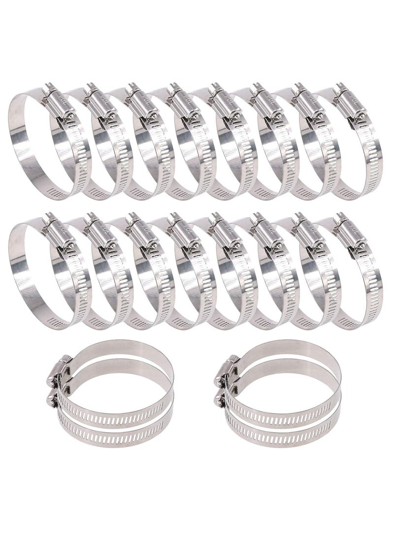 Generic 20 Pieces 304 Stainless Steel Adjustable 33-57mm Range Worm Gear Hose Clamp Combo Kit, Fuel Pipe Clamps for Water Pipe, Pipeline, Automotive and Mechanical Applications (33-57mm) - Image 1