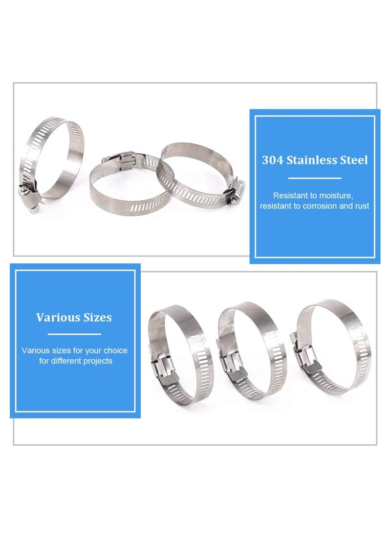 Generic 20 Pieces 304 Stainless Steel Adjustable 33-57mm Range Worm Gear Hose Clamp Combo Kit, Fuel Pipe Clamps for Water Pipe, Pipeline, Automotive and Mechanical Applications (33-57mm) - Image 3