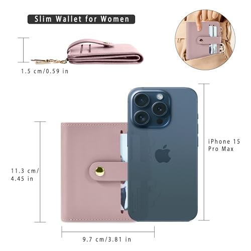 Airkit Small Wallets Woman RFID Blocking Leather Credit Card Holder - with ID Window - Card Wallets for Women - with Zipper Coin Purse - Keychain Wallet - Image 2
