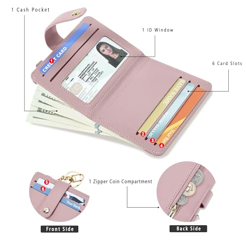 Airkit Small Wallets Woman RFID Blocking Leather Credit Card Holder - with ID Window - Card Wallets for Women - with Zipper Coin Purse - Keychain Wallet - Image 3