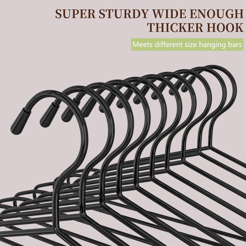 ANJUBAN 40Pack+5 Clips Luxurious Hanger Set ï¼Œ16.69" Heavy Duty Matte Black Metal HangersWithstands 50lbs Weight Smooth Powder Coated Finish Compact Shirt Hangers - Image 3
