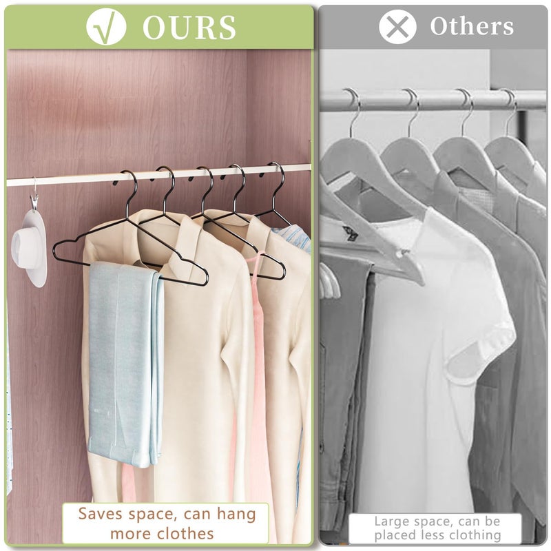 ANJUBAN 40Pack+5 Clips Luxurious Hanger Set ï¼Œ16.69" Heavy Duty Matte Black Metal HangersWithstands 50lbs Weight Smooth Powder Coated Finish Compact Shirt Hangers - Image 5