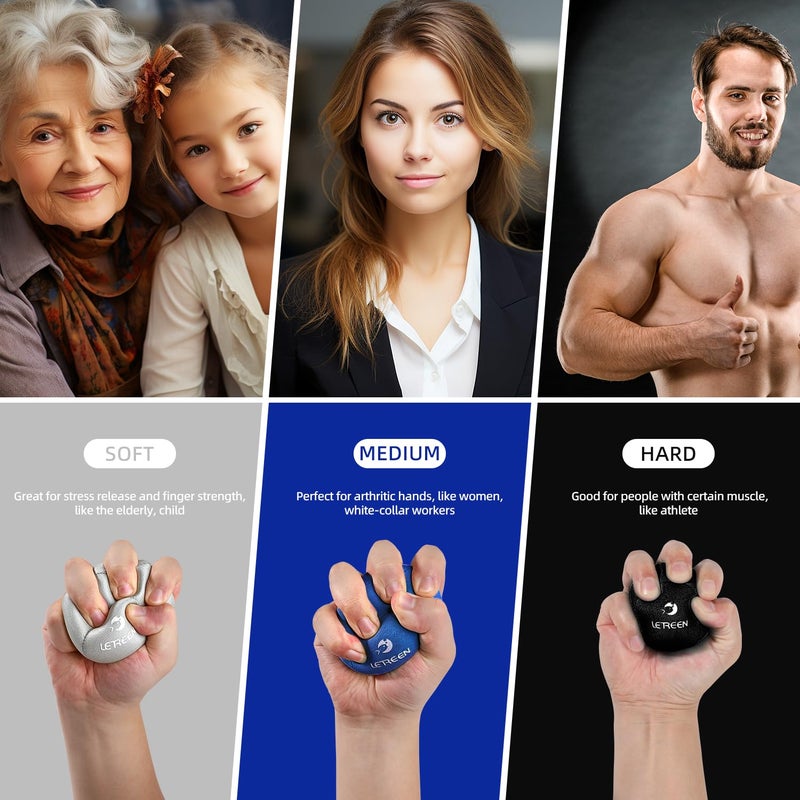 LETREEN Stress Ball, Tri-Density Stress Balls for Adults & Grip Strengthening, Squeeze Balls for Hand Therapy, Squishy Stress Ball, Hand Strengthener Ball, Hand Balls for Therapy - Image 4