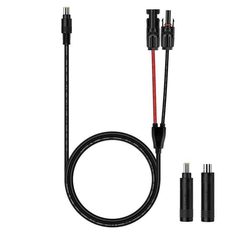 iGreely Solar Panel to 8mm Adapter Cable DC 8mm Connector with DC 5.5x2.5mm Converter for Portable Backup Power Station GZ Yeti Jackery Solar Generator 14AWG 6ft - Image 1