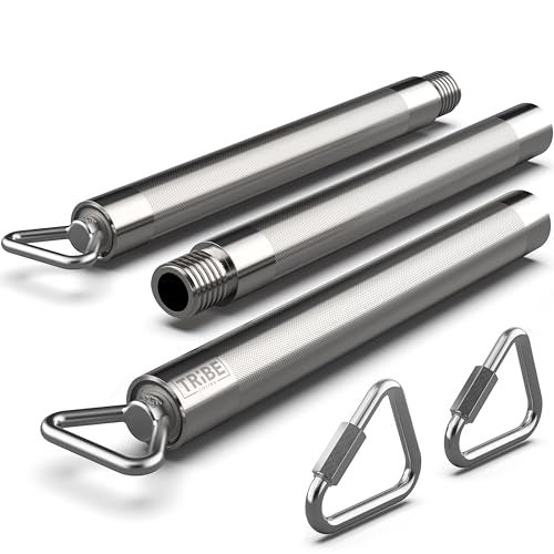 Tribe Lifting Heavy Duty Steel Resistance Band Bar - Portable Resistance Bar for Resistance Bands - Resistance Bar for Working Out - Dual Cable Machine Bar - Straight Bar Cable Attachment - Image 1