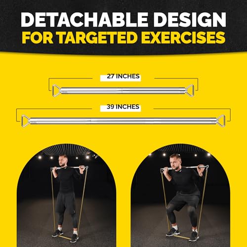 Tribe Lifting Heavy Duty Steel Resistance Band Bar - Portable Resistance Bar for Resistance Bands - Resistance Bar for Working Out - Dual Cable Machine Bar - Straight Bar Cable Attachment - Image 3