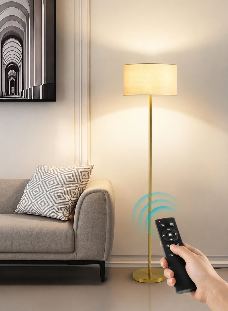 FUOE Modern Gold Floor Lamp with Remote & App Control, Stepless Dimming & Color Temperature, 12W LED, Marble Base, 160×38 cm, for Living Room, Bedroom, Office - Image 1