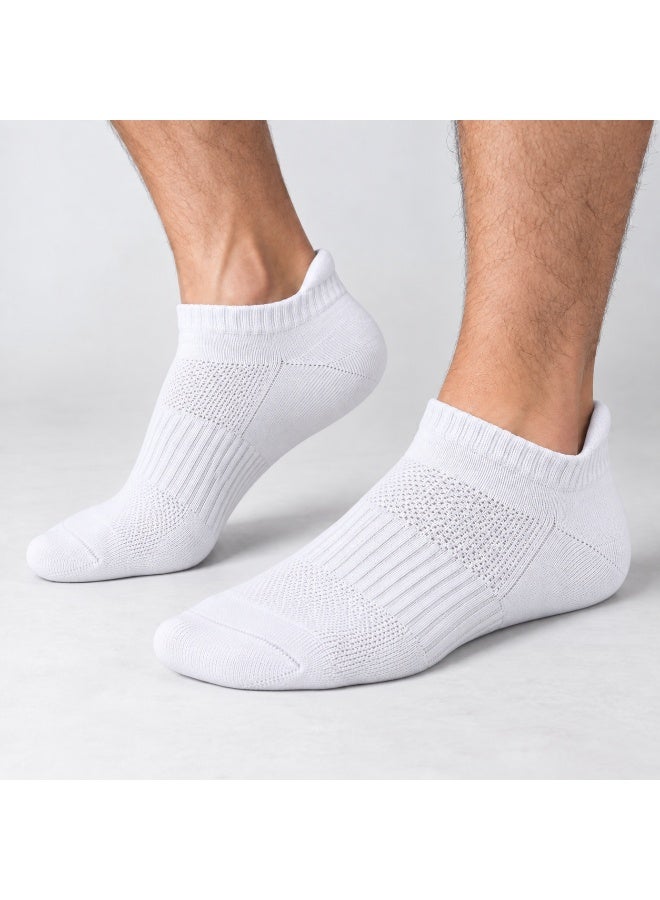 5 Pairs Ankle Sports Socks for Men & Women, Cotton Cushioned Running Socks with Arch Support, Breathable Mesh & N9 Silver Freshness - Image 2