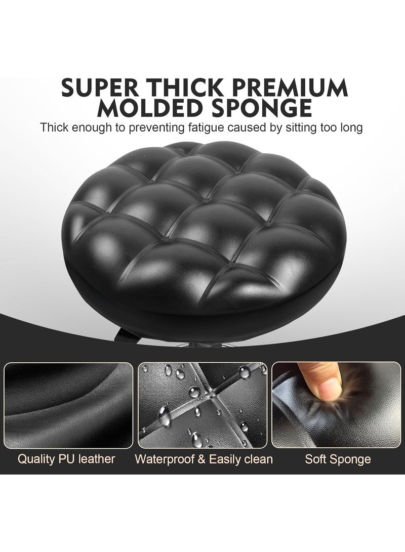 سكاي تاتش كرسي دائري دوار من SKY-TOUCH: كرسي زينة مصنوع من جلد البولي يوريثان، قابل للتعديل في الارتفاع بزاوية 360 درجة مع عجلات للمكتب والمنزل والرسم والاستوديو والمتجر والسبا والصالون - Image 4