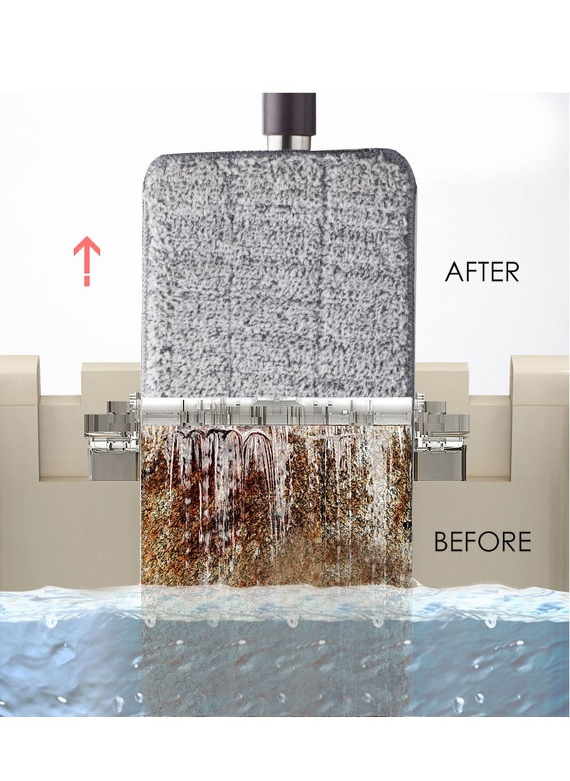 Scratch Scratch mop with Two ultrafilter Cleaning Cloth Pads and Stainless Handle Rod,Double Side Household Cleaning Automatic Dry mop Set Scratch Dry mop Wet mop with Bucket  - Image 5