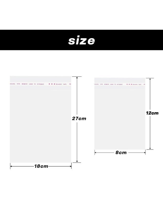 فلوفازو 200 كيس سيلوفان شفاف متعدد الاستخدامات وقابل لإعادة الإغلاق - مثالي للبسكويت والهدايا وتغليف المنتجات، بمقاسات 18×27 سم و8×12 سم - Image 2