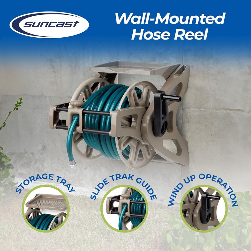 suncast Suncast WallMount Garden Hose Reel 175 ft 58 in Vinyl Water Hose Holder Light Taupe  - Image 2