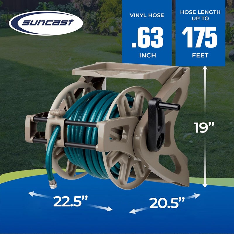 suncast Suncast WallMount Garden Hose Reel 175 ft 58 in Vinyl Water Hose Holder Light Taupe  - Image 3