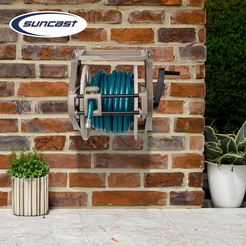 suncast Suncast WallMount Garden Hose Reel 175 ft 58 in Vinyl Water Hose Holder Light Taupe  - Image 5