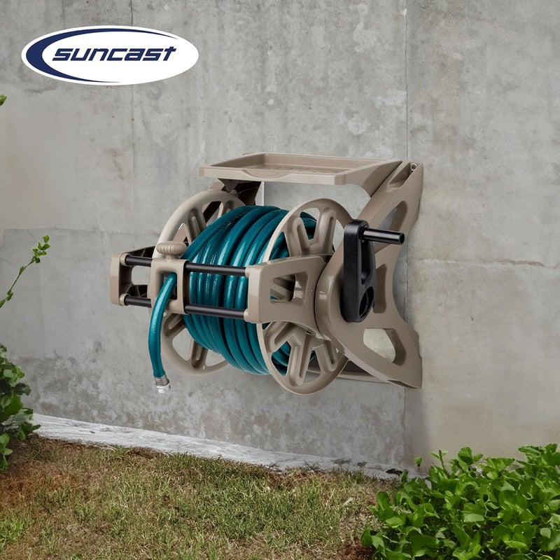 suncast Suncast WallMount Garden Hose Reel 175 ft 58 in Vinyl Water Hose Holder Light Taupe  - Image 4