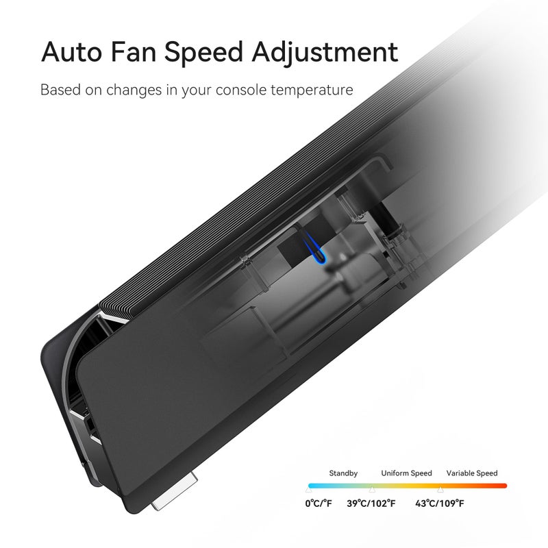 KIWIHOME Cooling Fan for PS5 Accessories, Upgraded Quiet Cooler Fan with LED and USB3.0 Hubs, Efficient Horizontal Cooling System for PS5 Disc and Digital Edition, Not for PS5 Slim (Black) - Image 3