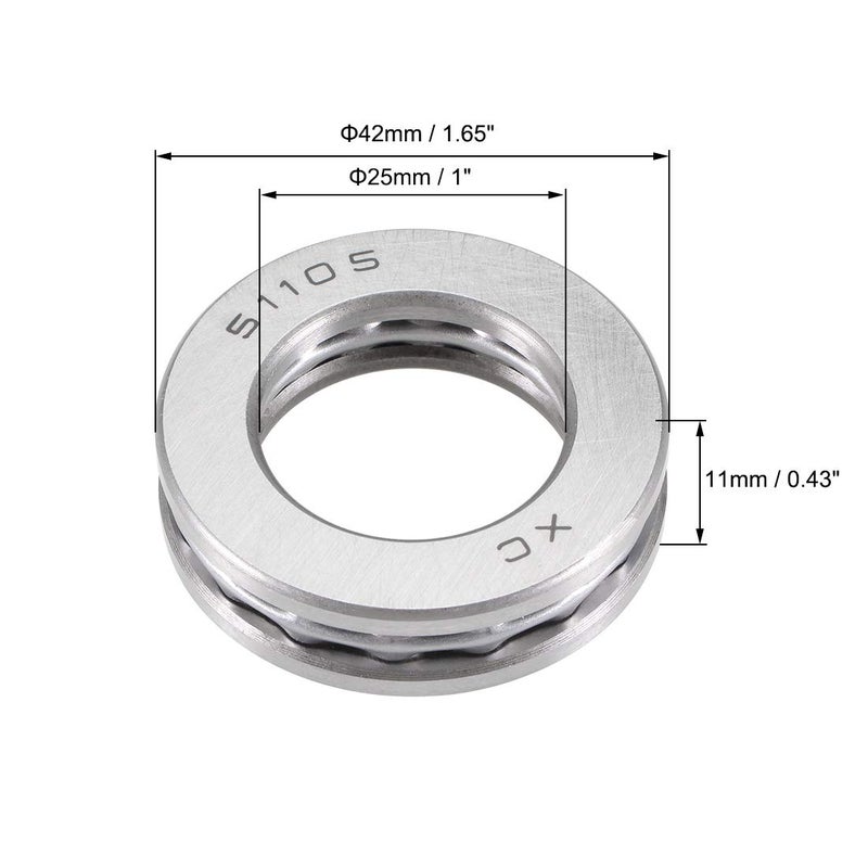 uxcell 51105 25mm x 42mm x 11mm Axial Ball Thrust Bearings - Image 3