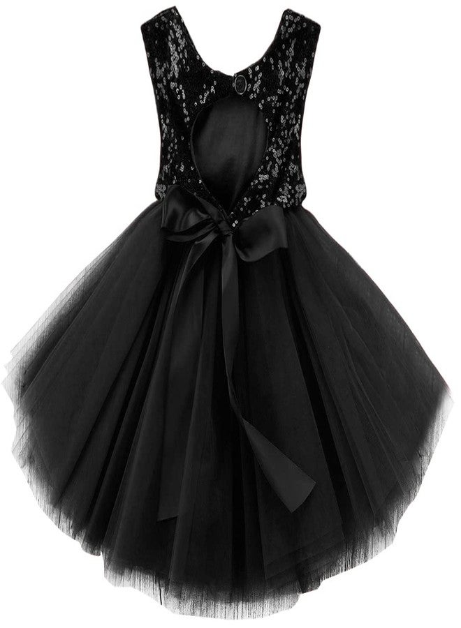 AGQT Baby Girls Birthday Tutu Dress Sequin Tulle Soft Lined Formal Princess Dresses for Party Wedding Black 6-12 Months - Image 4