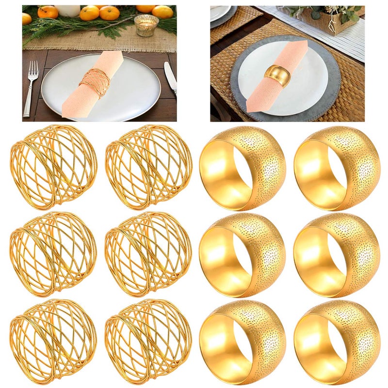 CEALXHENY Napkin Rings Set of 12  Gold Decorative Metal Napkin Holder for Wedding Party Holiday Banquet Christmas Circle Serviette Buckle Household Decor (12PCS) - Image 1
