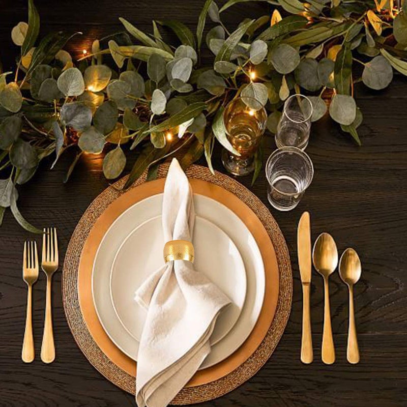 CEALXHENY Napkin Rings Set of 12  Gold Decorative Metal Napkin Holder for Wedding Party Holiday Banquet Christmas Circle Serviette Buckle Household Decor (12PCS) - Image 2