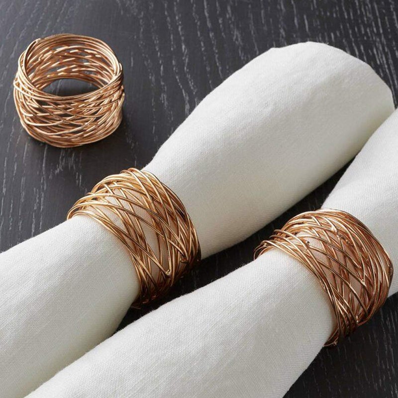 CEALXHENY Napkin Rings Set of 12  Gold Decorative Metal Napkin Holder for Wedding Party Holiday Banquet Christmas Circle Serviette Buckle Household Decor (12PCS) - Image 3