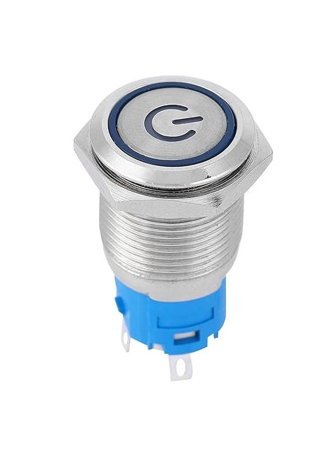 رمز طاقة LED الأزرق زر ضغط مفتاح 16 مم مقاوم للماء IP67 من الفولاذ المقاوم للصدأ 220 فولت - Image 1