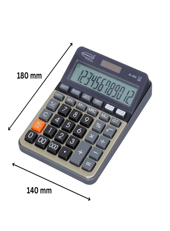 Bambalio 12 Digits BL-850 Large Display with Golden Metallic Panel 3 Years Warranty Electronic Calculator with Tax Keys & 000 Key - Image 2