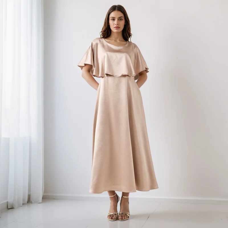 A-line Maxi Viscose Dress with Overlay