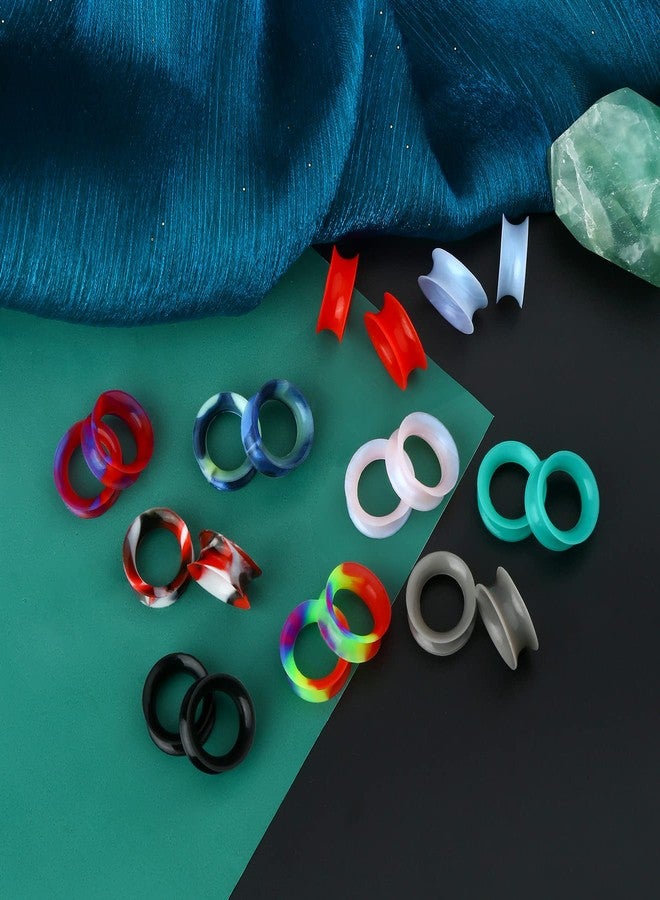 COCHARM 20 PCS Thin Silicone Ear Plugs Tunnels Double Flared Flexible Tunnel Ear Plug 7/16 gauge for ear(11MM) - Image 2