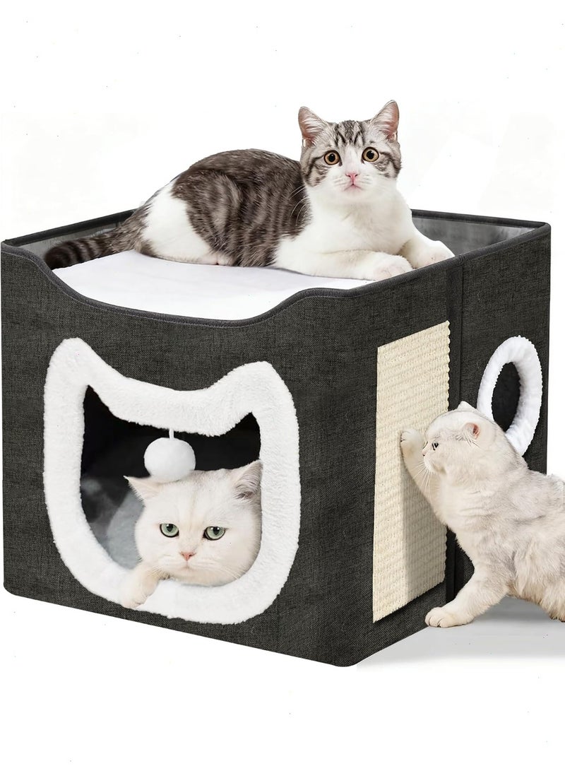 يواوليتي بيت قطط عالمي - عش قطط فور سيزونز، سرير قطط للراحة، سرير كرتوني للحيوانات الأليفة، كهف قطط شبه مغلق، تصميم دافئ لفصل الشتاء، شكل أذن قطة لطيف، بيت متين للكلاب والقطط - Image 1