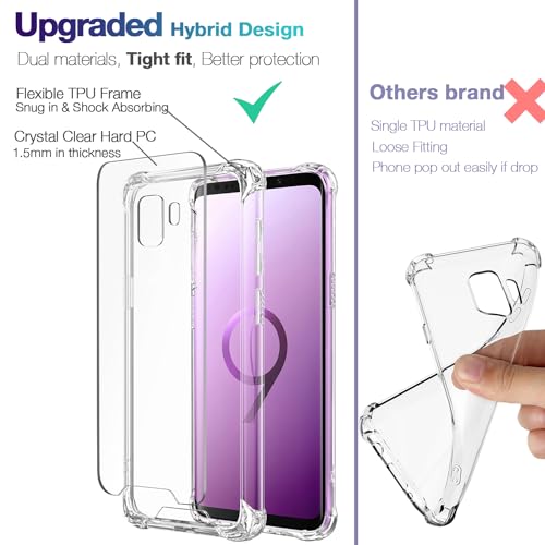 KIOMY Clear Case for Samsung Galaxy S9, Airbags Corners Shockproof Bumper Protective Cover Hybrid Design Hard PC Back + Flexible TPU Frame - Image 2