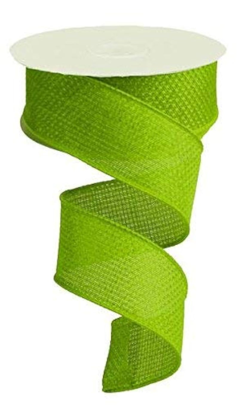 Solid Wired Edge Ribbon Lime Green 15 inches x 10 Yards
