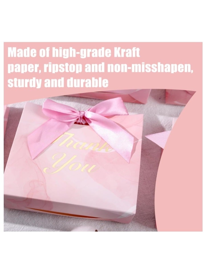 10 Pack Small Thank You Gift Bags Mini Thank You Favor Bags Bulk Small Paper Bags with Bow Ribbon Thank You Gift Wrap Bags for Birthday Baby Shower Wedding Party Pink - Image 4