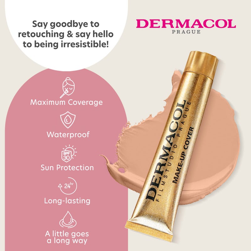 Dermacol - Full Coverage Matte Foundation with SPF 30, Waterproof Makeup for Oily Skin, Acne, & Under Eye Bags, Long-Lasting Makeup, 30g, Shade 209 - Image 3