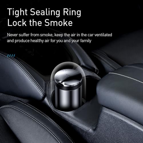 Baseus Ash Tray Luxurious and Chic Premium Mini Car Ashtray with LED Backlight That make It Easy to Use at Night Waterproof Detached Bottle Body Easy to Clean (Dark Gray) - Image 3