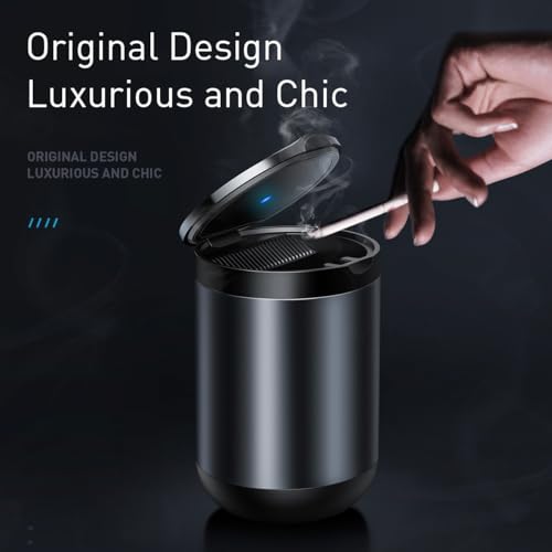 Baseus Ash Tray Luxurious and Chic Premium Mini Car Ashtray with LED Backlight That make It Easy to Use at Night Waterproof Detached Bottle Body Easy to Clean (Dark Gray) - Image 5